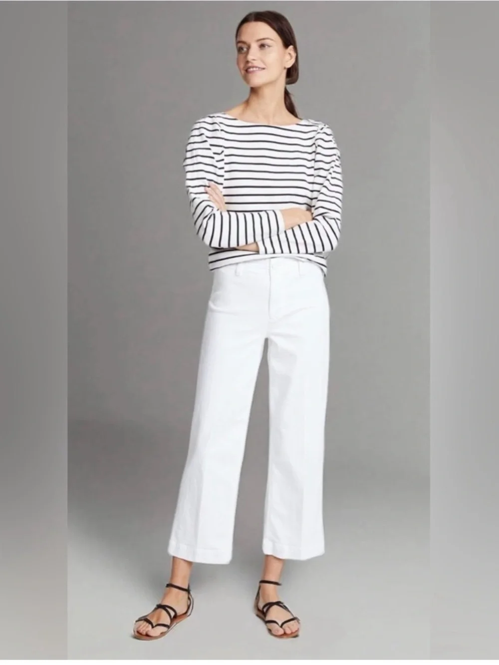 PAIGE Nellie White Wide Leg Crop Jeans Anthropologie Women’s Size 28